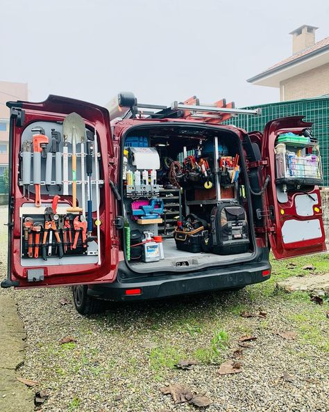 Electrician Van Setup, Workvan Setup, Electrician Van, Van Fitout, Van Setup, Work Truck Organization, Work Truck Storage, Van Organization, Electrician Work