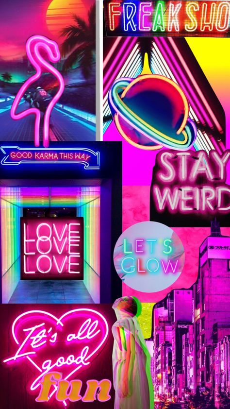 #neon #night #coloraesthetic #color #bright #moodboard #love #collage #pink 70s Aesthetic Wallpaper, Love Collage, Instagram Branding, Neon Aesthetic, Bohemian Colors, Neon Rainbow, Neon Art, Colored Highlights, Color Inspo