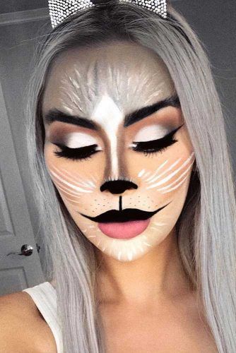 Black to Gray Synthetic Lace Front Wigs Simple Cat Makeup, Makeup Karakter, Beautiful Halloween Makeup, Cat Halloween Makeup, Halloween Make-up Looks, Creepy Halloween Makeup, Cute Halloween Makeup, Halloween Makeup Ideas, Halloween Makeup Pretty