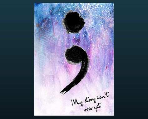 Semi Colon Wall Art Print Semi Colon Project Digital Print Buddha Painting Canvas, Semi Colon, Simple Canvas Paintings, Cute Canvas Paintings, Easy Canvas Art, Large Intestine, Easy Canvas Painting, Canvas Painting Diy, Small Canvas Art