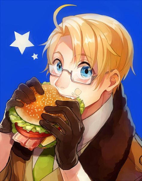 Hetalia Alfred, Burger Drawing, America Hetalia, Alfred F Jones, Aph America, Hetalia America, Hetalia Characters, Magical Creature, Eating Food