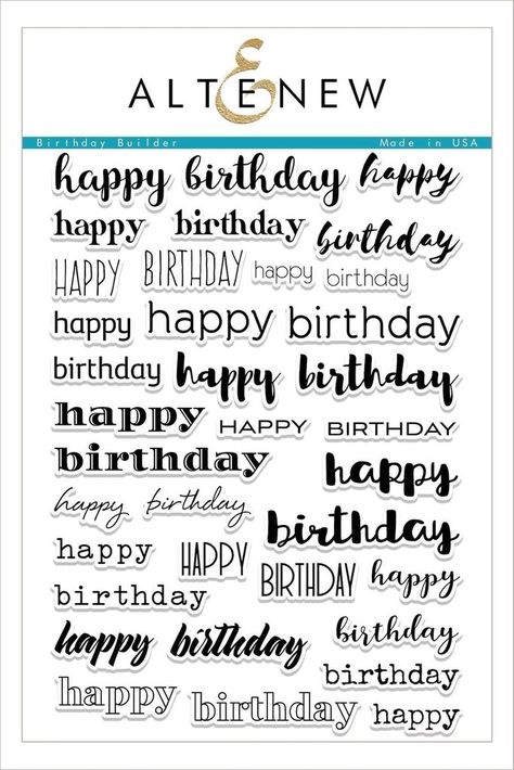 Altenew - Birthday Builder Stamp Set, Altenew: Dies to Die For Birthday Drawings, Happy Birthday Calligraphy, Happy Birthday For Her, Happy Birthday Font, Happy Birthday Typography, Calligraphy Ideas, Special Birthday Cards, Birthday Sentiments, Happy Birthday Funny