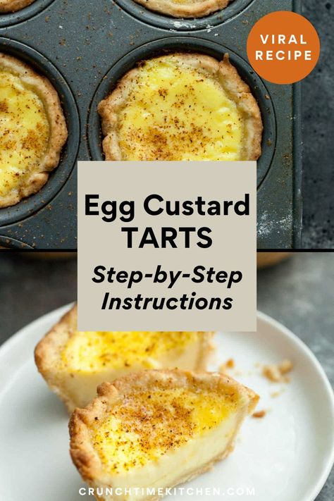 British Custard Tart, British Custard, Strawberry Dessert Bars, Egg Custard Tart Recipe, Egg Custard Tarts, Egg Custard Tart, Custard Tart Recipe, Paul Hollywood Recipes, Custard Tarts Recipe