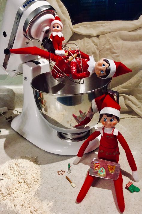 Elf On The Shelf Baking Cookies, Elf With Cookies, Elf On The Shelf With Cookies, Elf On The Shelf Kitchenaid, Elf Baking Cookies, Elf Cookies On The Shelf, Elf Cookie Ideas, Elf On The Shelf Baking, Elf On The Shelf Baking Ideas