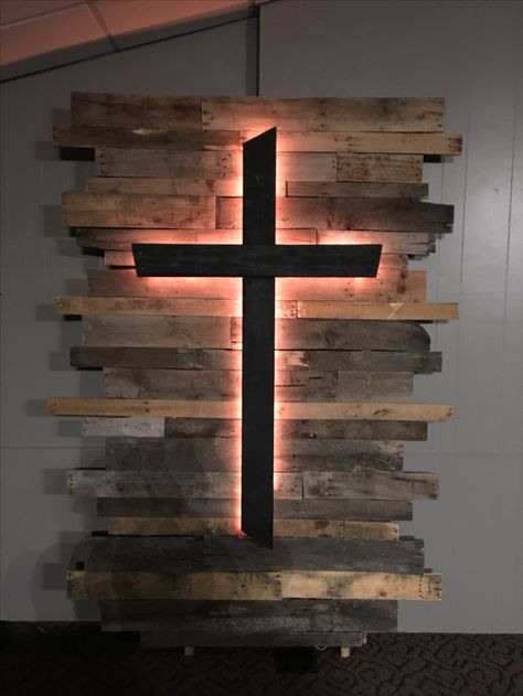 Youth Room Church, Youth Group Rooms, Church Foyer, Church Lobby, Church Interior Design, Wooden Crosses, Youth Room, Church Stage Design, Church Stage