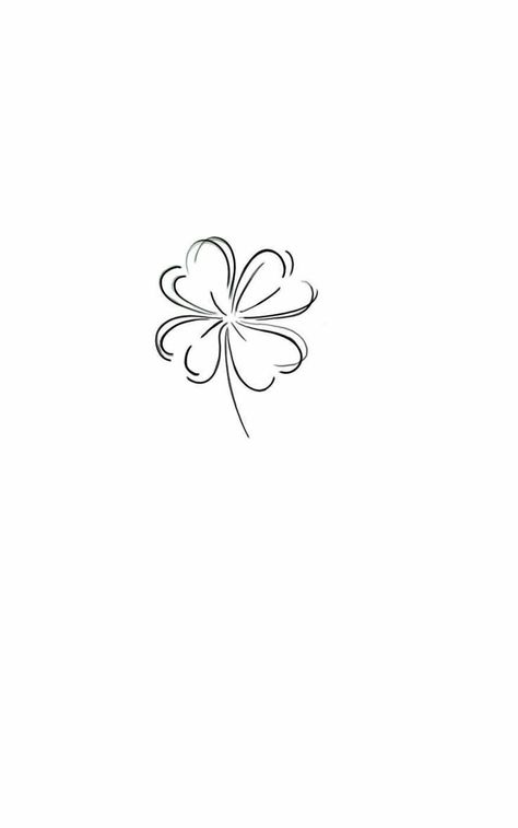 4 Leaf Clover Tattoo Design, Line Art Design Tattoo, Four Leaf Clover Tattoo Design, Quadrifoglio Tattoo, Shamrock Tattoo For Women, Fine Line Tattoo Flash, Clover Tattoo Design, Small Tattoos Arm, Four Leaf Clover Tattoos