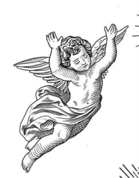 Tatuajes Astetics, Neoclassical Tattoo, Cherub Drawing, Cherub Tattoo Designs, Cherub Art, Design Your Own Tattoo, Cherub Tattoo, Medieval Tattoo, Engraving Tattoo