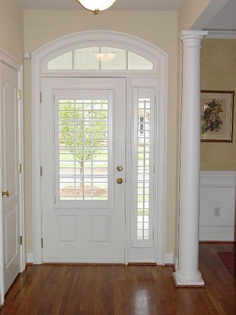 Front Door Sidelights, Front Door With Sidelights, Door With Sidelights, Modern Front Door, House Blinds, Front Doors With Windows, Front Door Colors, Glass Front Door, Front Door Design