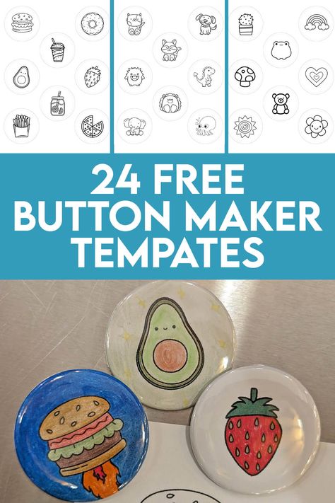 Create personalized buttons with Free Button Maker Templates for kids. Add a touch of fun to backpacks, clothing, or hats with these cute designs. Button Maker Ideas Free Printable, Button Designs Ideas, Button Maker Ideas, Pin Button Design, Pins Ideas, Maker Ideas, Buttons Design, Button Maker, Cute Buttons