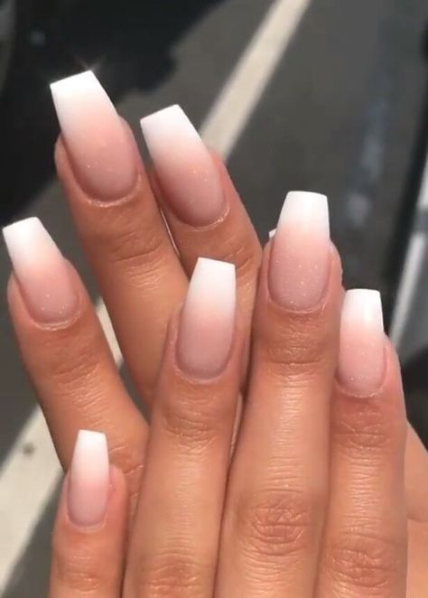 White Tip Nails, Unghie Sfumate, Short Coffin, Ombre Acrylic Nails, Dermal Piercing, Short Acrylic Nails Designs, Pink Nail, Acrylic Nails Coffin, Prom Nails