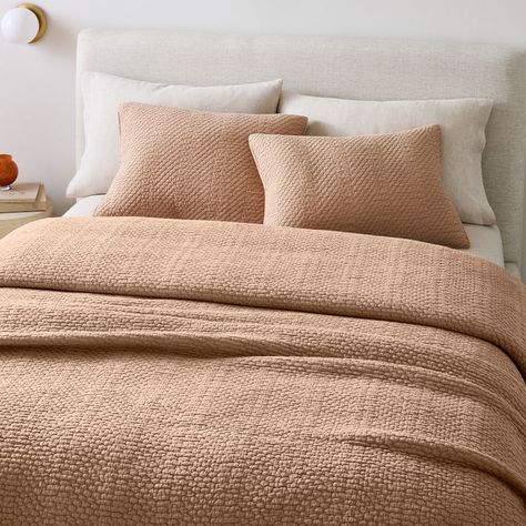 Layered Bed, Light Terracotta, Quilted Sham, Nyc Apartment, Master Bedding, Spare Room, King Quilt, Queen Quilt, Comfy Cozy