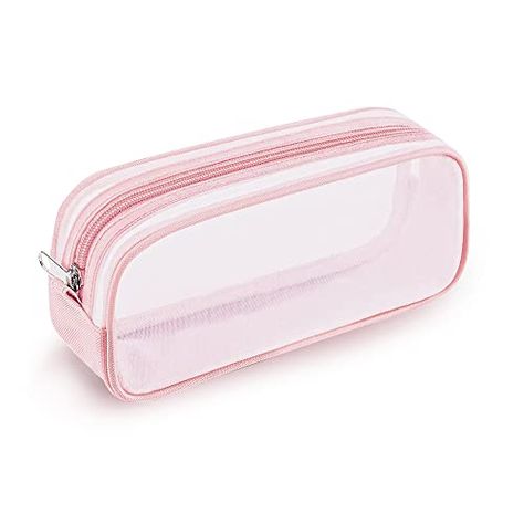 MESA Grid Mesh Pencil Case for Girls and Boys, Pen Holder with Zipper for Kids, Teens Portable Desk Organizer Pencil Pouch for School & Stationery Supplies (Pink) Clear Pencil Case, Stationary Bag, School Pouch, Pencil Cases For Girls, Cute Pencil Case, School Supplies Organization, Stationary School, Pencil Pen, Bags For Teens