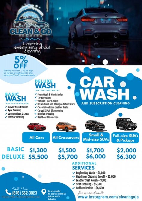 Car Wash Design, Car Wash Prices, Garage Showroom, Car Wash Posters, Car Wash Business, Price List Design, Creative Car, Invert Colors, Promotional Flyers