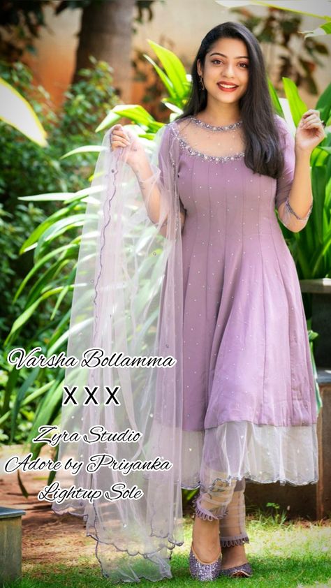 Varsha Bollamma | Varsha Bollamma in Salwar | Bollywood Fashion | Pakistani Fashion | Indian Fashion Stylish Anarkali Suits, Dress Hand Designs Pattern, Georgette Kurtis Designer Latest, Hands Designs For Kurtis, Kurtis Designs Latest, Anarkali Suits Designer Latest, Latest Kurta Designs Women, Kurtis Neck Designs, Latest Dress Patterns