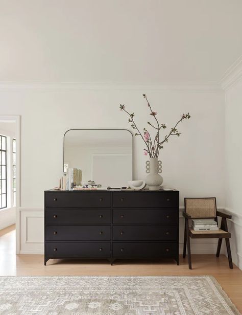 Shop Wood + Modern Storage Dressers Ikea Black Dresser, Black Dresser Bedroom, Dresser Styling, Dresser Decor Bedroom, Nyc Rooms, Classic Dressers, Low Dresser, Black Dresser, Black Dressers