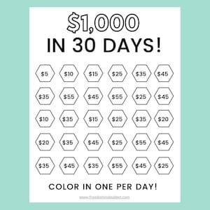 Finance Strategy, 1000 In 30 Days, Saving Plans, Money Saving Challenge Printable, Saving Challenge Printable, Saving Money Chart, 52 Week Savings Challenge, Money Chart, Tax Help