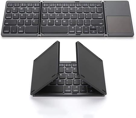 Gimibox Foldable Bluetooth Keyboard, Pocket Size Portable Mini BT Wireless Keyboard with Touchpad for Android, Windows, PC, Tablet, with Rechargeable Li-ion Battery-Dark Gray Keyboard With Touchpad, Portable Keyboard, Wireless Keyboard, Bluetooth Keyboard, Li-ion Battery, Pocket Size, Rechargeable Batteries, Dark Gray, Keyboard