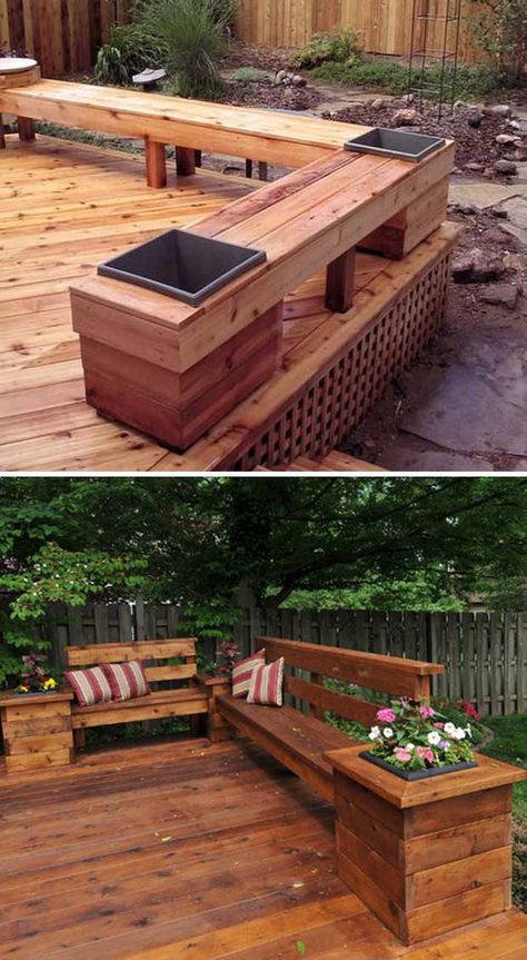 Deck Bench Ideas, Built Ins Ideas, Built In Benches, Deck Bench, Laying Decking, Deck Seating, Backyard Seating, Deck Designs Backyard, Hallway Wall