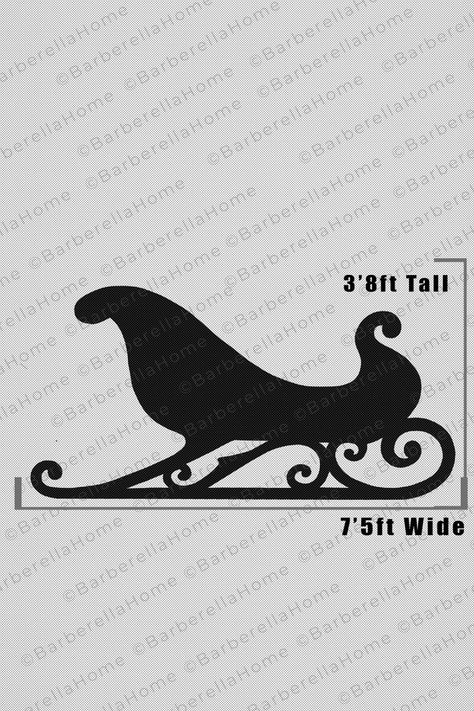 Life-size 3'8ft Santa's Sleigh Template when made. - Etsy Canada Sleigh Template, Santa Sleigh Silhouette, Christmas Silhouette, Silhouette Decor, Reindeer Silhouette, Spooky Trees, Silhouette Template, Santa's Sleigh, Halloween Silhouettes