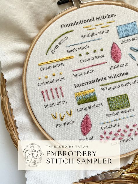 Embroidery Fill Stitches, Different Embroidery Stitches, Embroidery Stitch Sampler, Embroidery Journal, Basic Hand Embroidery Stitches, Clothes Embroidery Diy, Simple Hand Embroidery Patterns, Embroidery Lessons, Stitch Sampler