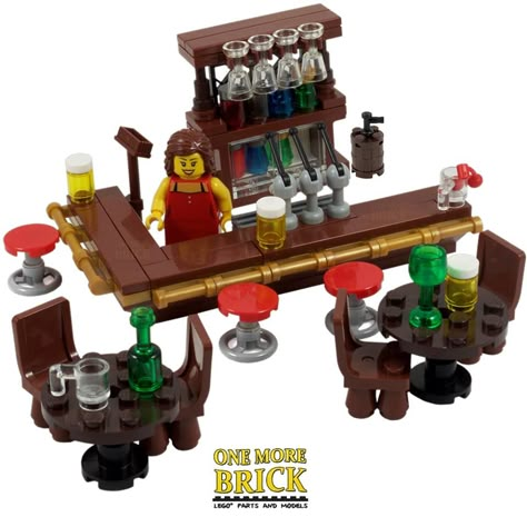 Pub/Bar by Peter Hiscock. Lego Moc Ideas, Lego City Ideas, Lego Building Ideas, Lego Winter, Instructions Lego, Lego Furniture, Lego Town, Construction Lego, Micro Lego