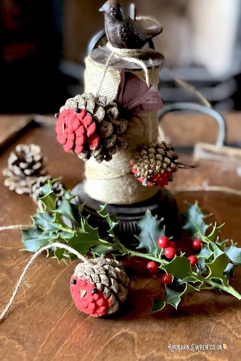 How to Make a Pinecone Robin - Rhubarb and Wren Robin Crafts For Kids, Crow Pictures, Fir Cones, Forest School Activities, Winter Songs, Christmas Forest, Christmas Decor Inspiration, Red Paint, Nature Crafts