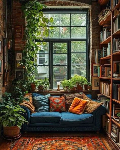 Boho Living Room Ideas, Home Library Design, Trends For 2024, Interiors Dream, Dream Room Inspiration, Living Room Design, Boho Living, Apartment Inspiration, Boho Living Room