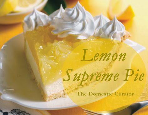 Bakers Square Lemon Supreme Pie, Lemon Supreme Pie Recipe, Lemon Supreme Pie, Lemon Cream Cheese Pie, Lemon Pies, Lemon Desserts Easy, Fresh Apple Cake, Coconut Dessert, Cream Cheese Pie