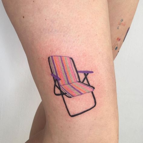 Armchair Tattoo, Beach Chair Tattoo, Chair Tattoo, Stick N Poke Tattoo, Memorial Tattoo, Poke Tattoo, Stick And Poke, Tattoos Ideas, Tattoo Inspo