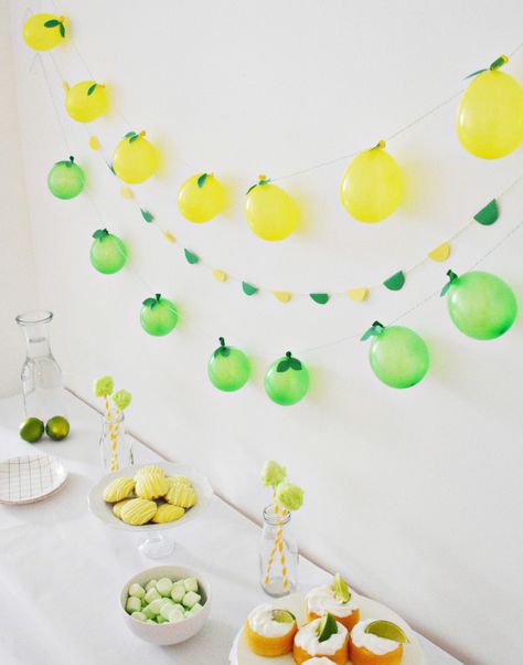 Lime Birthday Party, White And Black Decor, Lime Girl, Lemon Themed Party, Lemons And Limes, Pineapple Parties, Summer Bridal Showers, Fruit Party, Party Projects