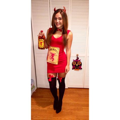 Fireball halloween costume Beer Costume Halloween, Alcohol Outfits Halloween, Alcohol Bottle Halloween Costume, Fireball Outfit, Alcohol Outfits, Fireball Costume Halloween, Halloween Costumes Alcohol, Fireball Costume, Fireball Halloween Costume