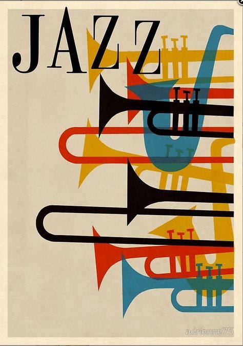 jazz music spirit sax trumpet horn saxophone french beatnik vintage retro hip hep 1950s 50s poster graphic 1950's 50's red blue yellow black festival Arte Jazz, Poster Grafico, Jazz Posters, 동화 삽화, Jazz Poster, 타이포그래피 포스터 디자인, Jazz Art, Jazz Festival, Festival Posters