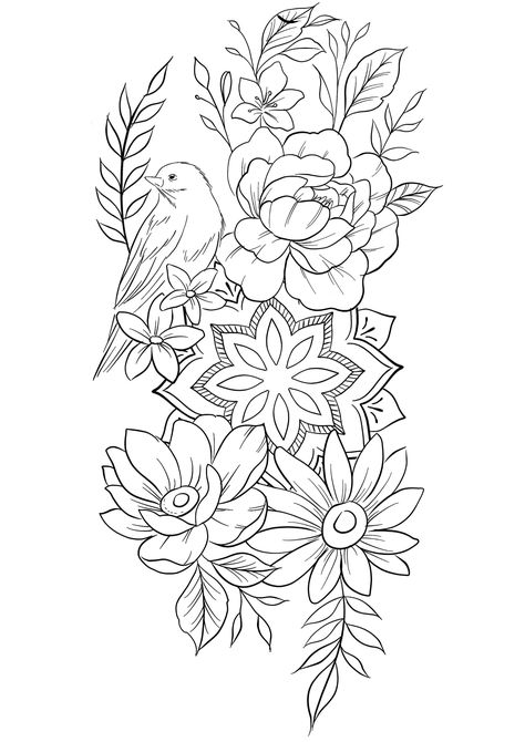 Mandala Animal Tattoo, Floral Com Mandala, Drawing Of Flowers, Unique Cross Tattoos, Deer Skull Tattoos, Wörter Tattoos, Half Sleeve Tattoos Forearm, Mandala Flower Tattoos, Tattoos Traditional