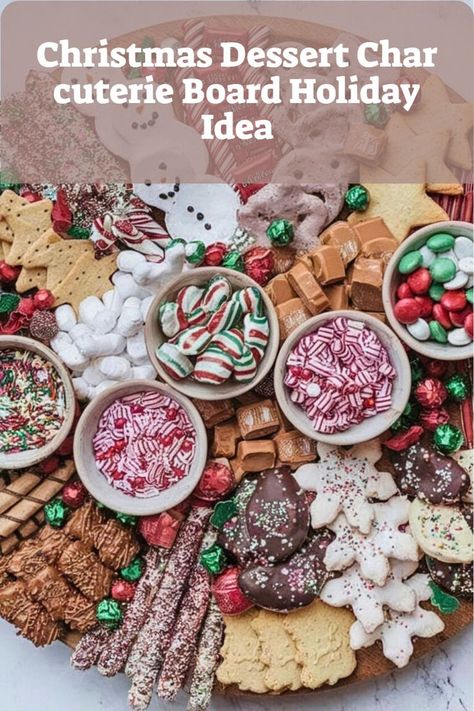 A sweet Christmas charcuterie board with peppermint candies, marshmallow snowmen, and festive treats. Christmas Dessert Charcuterie Boards, Dessert Christmas Board, Christmas Charcuterie Board Sweets, Peppermint Charcuterie Board, Christmas Sweets Board, Christmas Dessert Charcuterie Board Ideas, Christmas Candy Charcuterie Board, Christmas Charcuterie Board Dessert, Christmas Snack Tray