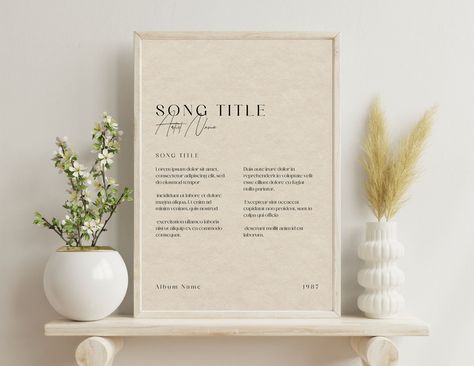 ⭐This product D̲O̲E̲S̲ N̲O̲T̲ include a frame.⭐ ♥ Free Shipping in the US♥ Looking for a unique and personalized gift for a music lover? Look no further than our custom song lyric print, available exclusively on Etsy! Our prints are expertly designed to showcase the lyrics of your chosen song in a beautiful and stylish way. Simply provide us with the song title and lyrics, and we'll create a stunning visual representation that captures the essence of the song. Our prints are fully customizable, Lyrics On Canvas Diy, Song Lyrics Framed, Diy Song Lyric Art Wall Decor, Framed Song Lyrics Wall Art, Wedding Lyrics Decor Wall Art, Lyrics Wall Art, Framed Lyrics, Wedding Song Lyrics Art, Song Lyric Wall Art