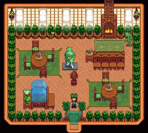 Stardew Valley, Tea Room, Wumbus, Cozy, Shed Design, Interior Designs, Shed Stardew Valley Tea Room Design, Stardew Tea Shed, Tea Room Stardew Valley, Sdv Shed Design, Stardew Valley Tea Room, Stardew Valley Garden Design, Stardew Shed Designs, Stardew Valley Furnace, Stardew Valley Shed Design