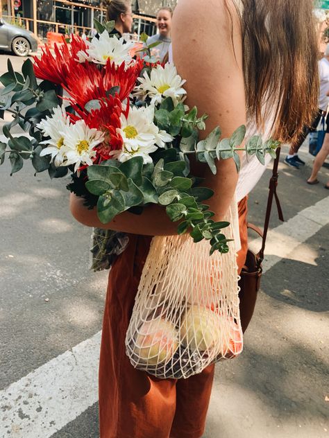 Farmers Market Editorial, Flowers At Farmers Market, Parisian Market, Everyday Photography, French Market Bag, Farm Women, Shopping Market, Granville Island, Holding Flowers