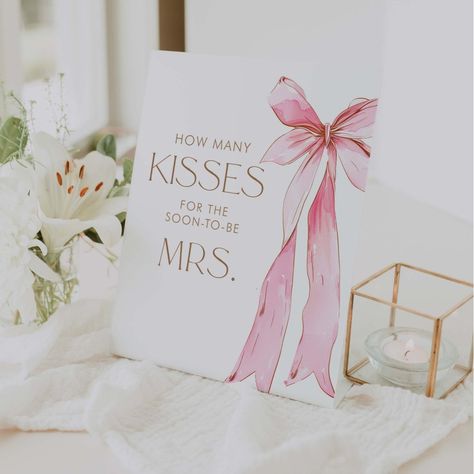 She's tying the knot Guess How Many Kisses Pedestal Sign Bridal Shower Inspo, Yacht Wedding, Bridal Shower Planning, Bridal Shower Game, Dusty Blue Weddings, Tying The Knot, Bridal Brunch, Bridal Shower Theme, Bridal Shower Games