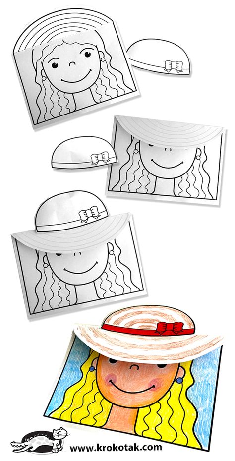 krokotak | SUN hats Hand Crafts For Kids, Diy Magazine, Diy Crafts For Kids Easy, Kindergarten Art, Art Activities For Kids, Paper Crafts For Kids, Paper Crafts Diy Kids, Kirigami, Preschool Art