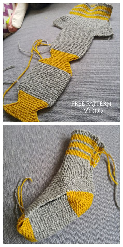 Knit Slippers Free Pattern, Knitted Slippers Pattern, Easy Knit, Sock Knitting Patterns, Crochet Socks, Dress Crochet, Easy Knitting Patterns, Crochet Clothes Patterns, 자수 디자인