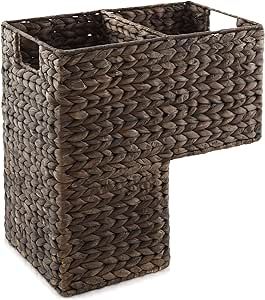 Casafield Stair Step Basket with Handles, Espresso - Woven Water Hyacinth Staircase Basket Storage Bin Organizer Staircase Organization, Staircase Basket, Minimizing Clutter, Stair Basket, Storage Bins Organization, Staircase Storage, Basket With Handles, Decorative Basket, Basket Storage