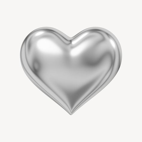 Metallic silver heart, 3D illustration | premium image by rawpixel.com / Sakarin Sukmanatham White And Silver Wallpaper, Fun Beauty Products, Emoji Stickers Iphone, Broken Hearts Club, Heart 3d, Graphic Design Assets, Baby Pink Aesthetic, Heart Illustration, 3d Heart