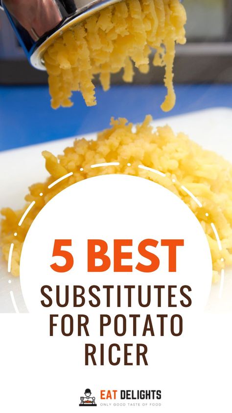 When you use a ricer, it extracts the starch from the cooked potato without heating or melting the starches as much as cooking in water will do.This means that using a ricer will leave you with less of a sticky mess.That being said, a ricer isn’t always available.What can you use in its place? It’s easy to find something that will do the same job but not have any benefits.Here are five great substitutes for your ricer. How To Mash Potatoes, Canned Potatoes, Mash Potatoes, Ricers, Potato Ricer, Making Mashed Potatoes, Baby Puree Recipes, A Potato, Mashed Cauliflower