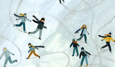 Whimsical Illustrations by Beatrice Cerocchi - ArtisticMoods.com Winter Graphics, Ski Art, Silhouette People, Inspirational Illustration, Christmas Scenery, Christmas Illustrations, Winter Inspiration, Winter Illustration, Cosy Christmas