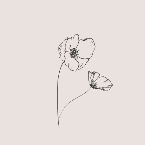 Poppy Flower Drawing, Simple Flower Drawing, Tato Minimal, Arte Doodle, Poppy Drawing, Poppies Tattoo, Simple Line Drawings, Floral Drawing, Flower Doodles