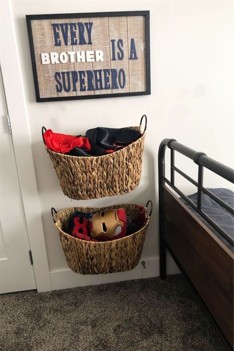 Modern Superhero Room, Boys Room Storage, Marvel Boys Room, Star Wars Boys Bedroom, Fun Boys Bedroom Ideas, Garage Clothes, Marvel Bedroom Ideas, Double Loft Bed, Diy Boy Bedroom