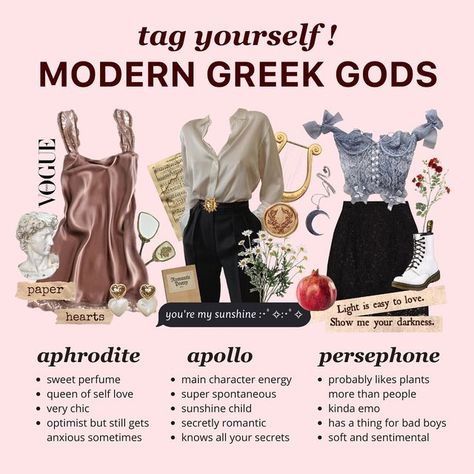 𝕯𝖆𝖗𝖐 𝕽𝖔𝖒𝖆𝖓𝖙𝖎𝖈𝖎𝖘𝖒 on Instagram: "Part 2 ✨ // Which Greek God/ Goddess trio should I do next? . . . . . . . . . Follow @dark.romantics #darkacademiaaesthetic #lightacademia #moodboardaccount #darkacademiafashion #ofwhimsicalmoments #cozycore #darkacademia #thatvelvetfeeling #daysofsmallthings #asecondofwhimsey #moodboardaesthetic #greekmythology #herosofolympus #mbtimemes #aphrodite #greekgoddess #persephone #nichememes #darkacademic #ancientrome #ancientgreece #killyourdarlings #cl Modern Day Greek God Outfits, Outfits Inspired By Greek Gods, Persephone Inspired Outfit Aesthetic, Modern Gods Aesthetic, Aphrodite And Persephone, Romantic Academia Outfits Aesthetic, Greek Goddess Aesthetic Outfits Modern, Persephone Outfit Ideas, Greek God Aesthetic Outfit