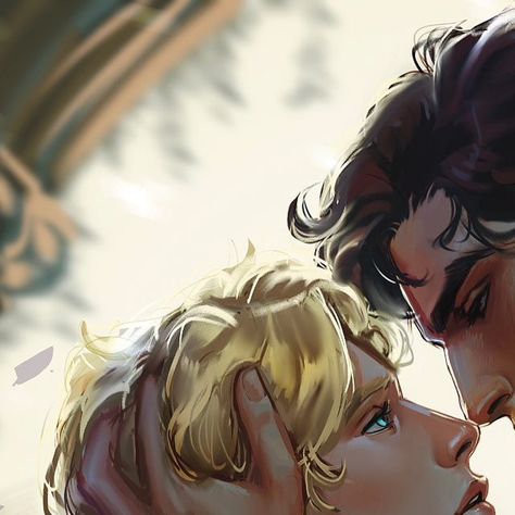 Aline on Instagram: ""I think if I gave you my heart, you would treat it tenderly."  from King's Rising, captive prince 3, by @c.s.pacat  NOTE: pls read the TWs for this series, it's not as lighthearted as this art makes it seem  yk I wanted to draw Laurent and Damen for a while now so I'm glad I was able to finish it during pride month😌 it's got more of a sketchy look tho cause I really like that at the moment🧚  (bald edition is included this time)  #captiveprince #princesgambit #kingsrising #bookfanart #cspacat #cspacatbooks #bookstagram" Captive Prince Characters, Laurent X Damen Fanart, Captive Prince Damen, Damen And Laurent Captive Prince, Damen And Laurent Fanart, Captive Prince Aesthetic, The Captive Prince Fanart, Laurent Captive Prince, Laurent And Damen