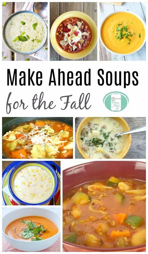 Make Ahead Soups for the Fall - Freezer Meals 101 Freezable Soups Healthy, Make Ahead Soups To Freeze, Freezer Soups Make Ahead, Freezer Skillet Meals, Make Ahead Soup, Freezable Soups, Soups For Fall, Healthy Delicious Soups, Freezer Soups