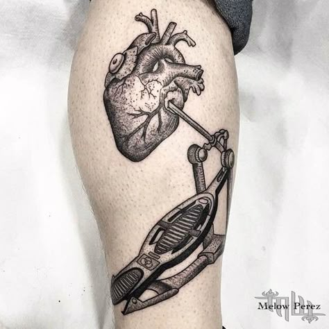 Heart Drum Dotwork Tattoo On Leg | Best Tattoo Ideas Gallery Drummer Tattoo, Musician Tattoo, Drum Tattoo, Tattoo On Leg, Music Notes Tattoo, Play Drums, Dotwork Tattoo, Note Tattoo, Pin Up Tattoos